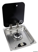 Osculati 50.715.01 - Stainless Steel Hob Unit With Tinted Glass Cover 1 Burner Recess 119 mm