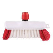 Long Handled Scrubbing Brush Linea Rilsan White and Red 55/65 mm + Coupler (10 pcs)