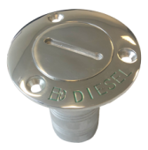 Allpa Stainless Steel Deck Entries 'Diesel', Hose Connection Ø38mm, Flange Ø76mm, 0° Model