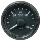 VDO A2C3833300030 - SingleViu 0248 Engine Oil Pressure 150PSI Black 52mm White Lighted w/ Red Pointer