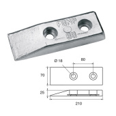 E. Polipodio NC008 Zinc Anode for Hull 210x70x25 mm, 2.0 kg