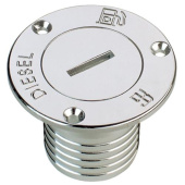 Guidi Diesel Deck Filler with Hose Connector, BSPP Thread, Chromium-Plated Brass, G 1 1/2"