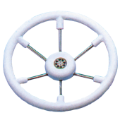 Allpa 6-Spoke Wheel 'Leader Tanegum' Stainless Steel With White Polyurethane Rim, Ø370mm, Depth 100mm