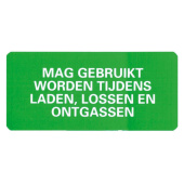 Marine Permitted for Use During Loading, Unloading & Degassing Sticker, Dutch, Soft PVC, 65×30 mm