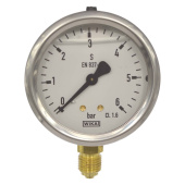 Wika Bourdon Tube Pressure Gauge Brass, Case Ø 63mm Bottom Connection 1/4'' -1/+0 Bar