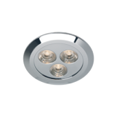 Prebit 22993107 - LED Recessed Light EB12-2L (Master), Matt Chrome, 3x1 W, DC 10-30V, With Dimmer, ww, With Lenses 25°