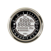 6 In 1 Instrument - Black Dial, Chromium Bezel, 12V