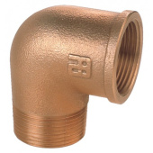 Guidi Bronze 90° Elbow M-F BSP Male x Female Thread Pipe Fittings, Sizes 1/4" to 4"