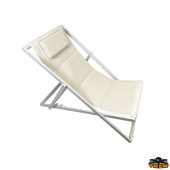Trem D1774094 - White Deco Foldable Deck Chair With Headrest Pillow
