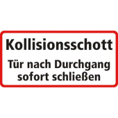 Marine Collision Bulkhead Door Safety Sticker "Tür nach Durchgang sofort schließen", German, Soft PVC, 250×120 mm