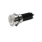 Allpa Stainless Steel Buzzer, On/Off, 24v, Ring Ø22mm, Bore Ø19mm, Built-In Depth 54mm, Red Led
