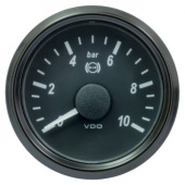 VDO A2C3833450030 - SingleViu 1402 Brake Pressure 10Bar Black 52mm White Lighted w/ Red Pointer