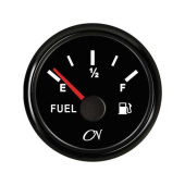 Fuel Gauge - Black Dial, Black Bezel, 0-190 Ohm