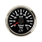 Exhaust Temperature Gauge Analog - Black Dial, Chromium Bezel, 0 - 800°C, 9 - 32V