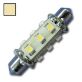 Hollex LED Festoon 10–30V 0.9W Warm White 12 LEDs 42mm