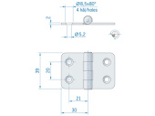 Hinge ROCA 60 x 39 mm Stainless Steel