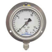 Wika Bourdon Tube Pressure Gauge Stainless Steel, Case Ø 63mm Bottom Connection With Back Flange 1/4'' -1+0.6 Bar