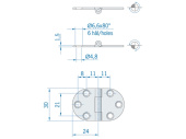 Round Hinge ROCA 47x30mm Stainless Steel