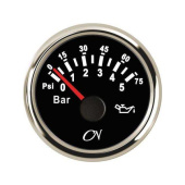 Oil Pressure Gauge - Black Dial, Chromium Bezel, 0 - 5 Bar