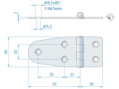 Hinge ROCA 100 x 39mm Stainless Steel