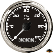 Trem L3280402 - Black Tachometer with Hour Meter Inner Diameter 85 mm 0-4000 RPM Diesel
