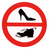 Marine No Shoes Prohibition Sign, Ø100 mm