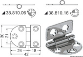 Osculati 38.810.16 - Hinge Standard Pin 42x30 mm