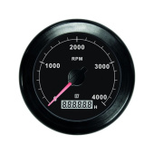 Vetus TACHB4000 - Tachometer/MH counter, black, 12/24V, (0-4000rpm), Ø100mm