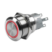 Hollex Push Button AISI 12V On/Off LED Red