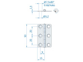 Hinge ROCA 50x15mm AISI