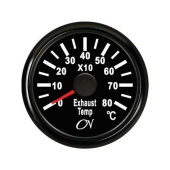 Exhaust Temperature Gauge Analog - Black Dial, Black Bezel, 0 - 800°C, 9 - 32V