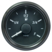 VDO A2C3916300030 - SingleViu 0245 Fuel Level 0-5 Volt Black 52mm White Lighted w/ Red Pointer