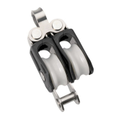 Barton N10211 – Double Fixed Eye Block with Becket Size 0 20mm, Ball Bearing, 2x Ø20mm Sheaves, Max Rope 6mm