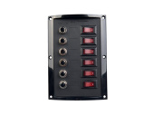 Talamex Nylon Black Switch Panel With 6 Automatic Fuses (2 x 3A, 2 x 6A, 1 x 8A, 1 x 10A)
