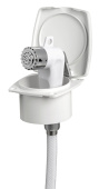 Osculati New Edge White Door Boat Shower with Boris Chromed Shower Head 88x95 mm with White Nylon Hose 2,5 meter - 15.248.60