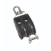 Barton N13231 - Double Swivel Block with Becket Size 3 45mm – Ball Bearing, 2x Ø45mm Sheaves, Max Rope 10mm