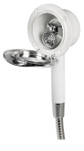 Osculati Classic Evo Chromed Door Bulkhead Mounting Boat Shower with Mizar Chromed Brass Push-Button Shower Head Ø95 mm with Net PVC Hose 4 meter - 15.250.10
