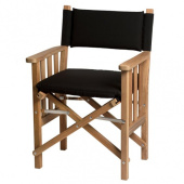 Teak Folding Director's Chair Zwart Deluxe II