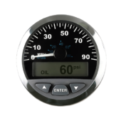 Veethree 781016SDFE - Matrix Speedo Meter With LCD, 90 Mph, 3", Black With SS Bezel
