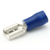 Female Spade Terminal Connector - Blue, 6.3 x 0.5 mm, 100 pcs
