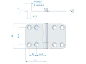 Rounded Corners Hinge ROCA 102x64 mm Stainless Steel