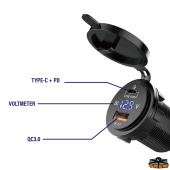 Trem L0610652 - USB 3.0 And PD/Type C Socket With Digital Voltmeter