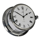 Schatz Clock Quartz Royal Brass Chrome Ø180 mm Roman Numerals With Glass Strike