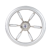 Allpa 6-Spoke Wheel 'Leader Silver' Stainless Steel With Silver-Look, Ø370mm, Depth 100mm