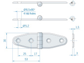 Hinge ROCA 106mm x 30mm Stainless Steel