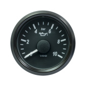 VDO A2C3833170032 - SingleViu 0248 Engine Oil Pressure 10Bar Black 52mm Amber Lighted w/ Red Pointer