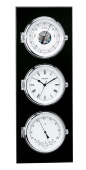 WEMPE CW600008 TRIO Elegance Nickel Plated Ship's Quartz Clock + Barometer + Thermo/Hygrometer Ø 140mm 600 x 220 x 45mm