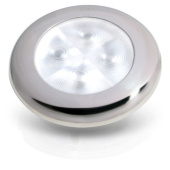 Hella Marine 2XT 980 501-221 - Slim Line Round Courtesy Lamps, Polished Stainless Steel Rim, Warm White Light, 24V DC