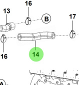 Bukh 00440-2R132 - Coolant Hose for Oil Cooler Outlet on R210J Engines