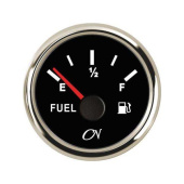 Fuel Gauge - Black Dial, Chromium Bezel, 0-190 Ohm